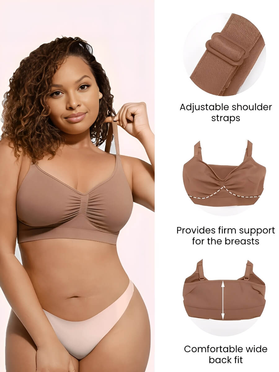 Ruched Breathable Wireless Bralette | Seamless Fit & Everyday Support - WearU