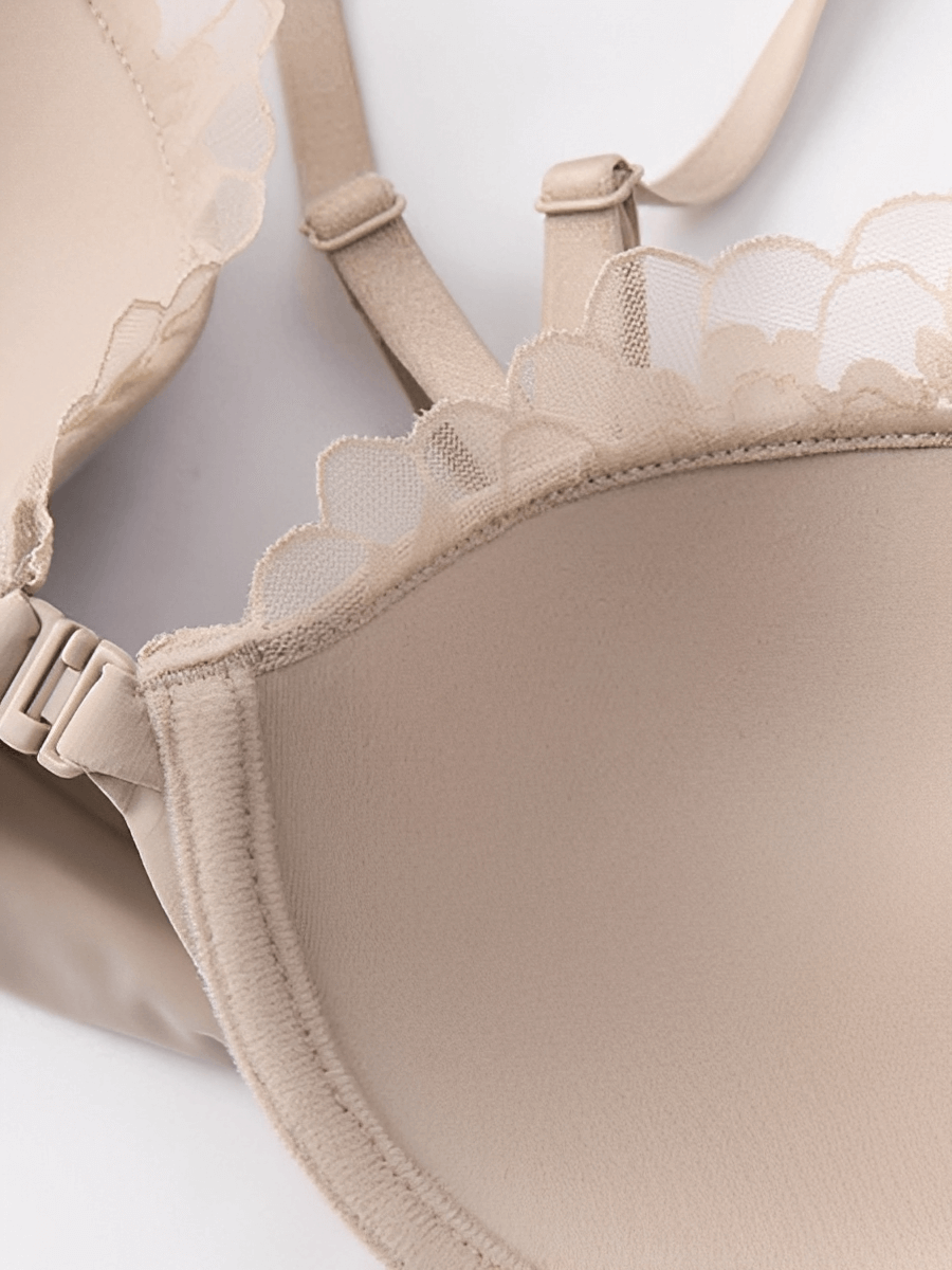 Lace Trim Front Closure Push-Up Bra | Plunge Neckline & Racerback Fit