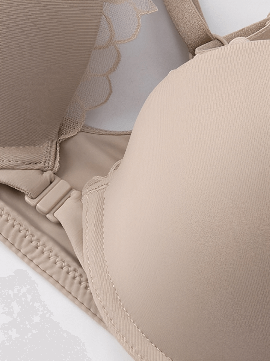 Lace Trim Front Closure Push-Up Bra | Plunge Neckline & Racerback Fit