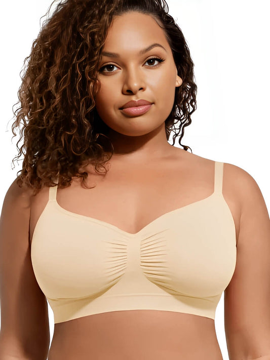 Ruched Breathable Wireless Bralette | Seamless Fit & Everyday Support - WearU