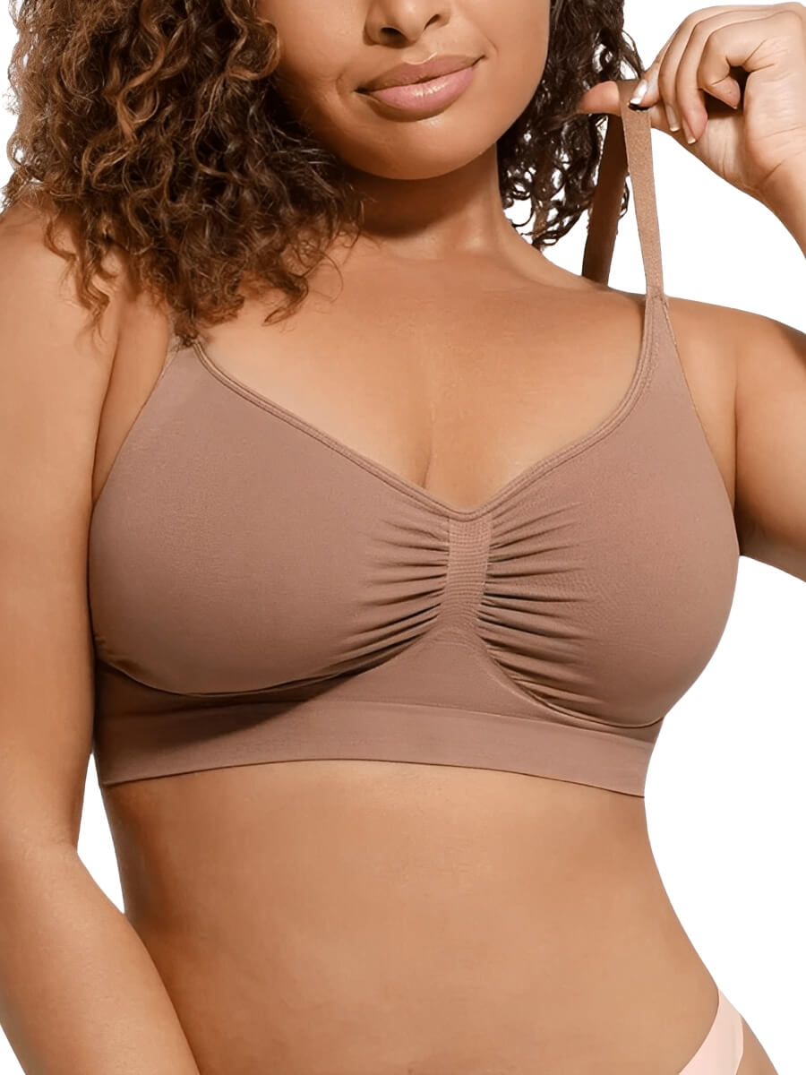 Ruched Breathable Wireless Bralette | Seamless Fit & Everyday Support - WearU