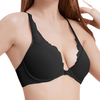 Lace Trim Front Closure Push-Up Bra | Plunge Neckline & Racerback Fit