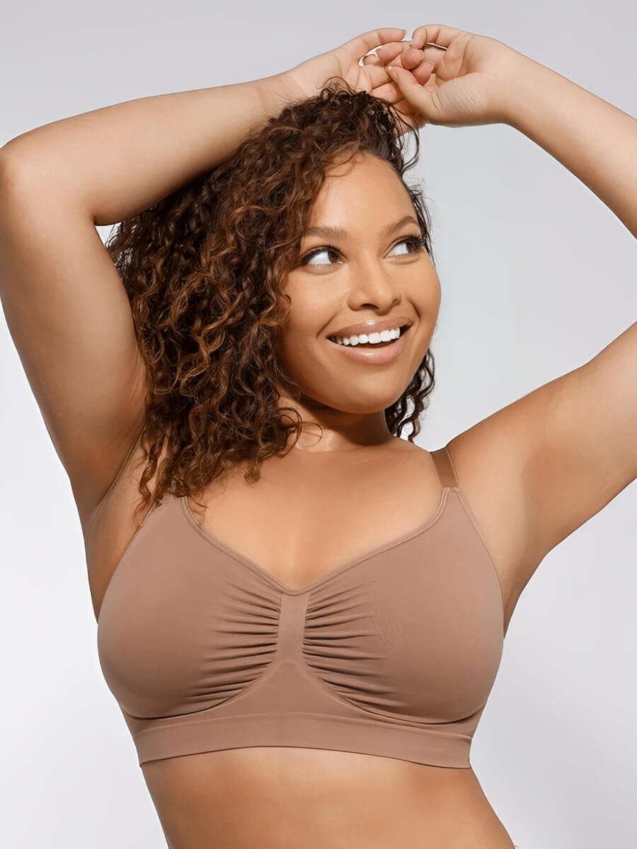 Ruched Breathable Wireless Bralette | Seamless Fit & Everyday Support - WearU
